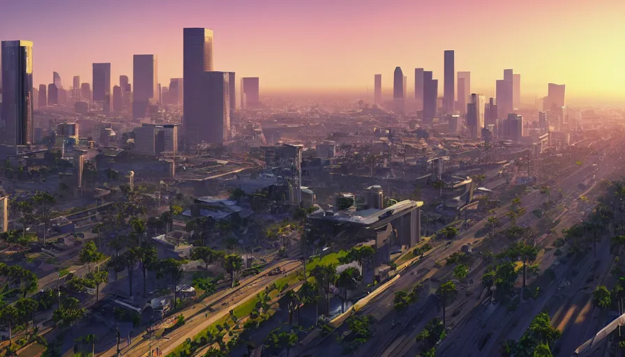 futuristic los angeles with big humongous skyscrapers, | Stable ...