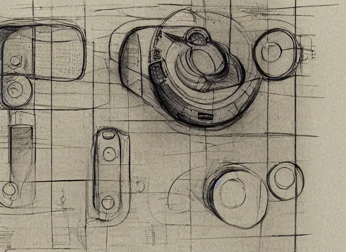 Prompt: iphone engineering sketch by leonardo davinci