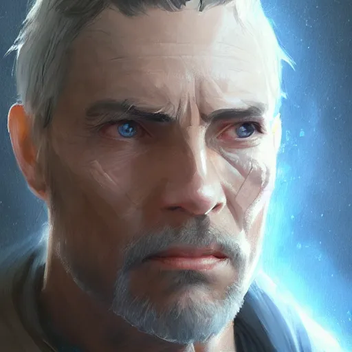 Prompt: portrait of a man by greg rutkowski, grand jedi master ben skywalker, star wars expanded universe, he is about 6 0 years old, wearing the tactical gear of the galactic alliance, highly detailed portrait, digital painting, artstation, concept art, smooth, sharp foccus ilustration, artstation hq