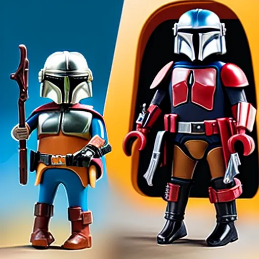 Prompt: epic professional the mandalorian playmobil figure