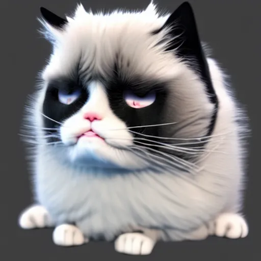 Prompt: cute chthonic fluffy grumpy cat, vray render, 50mm lens, bottom angle