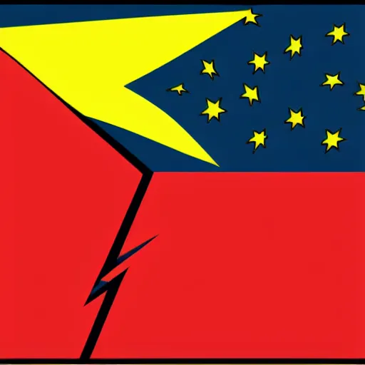 Image similar to The flag of a country with a lightning bolt, vector art, svg, vexillology