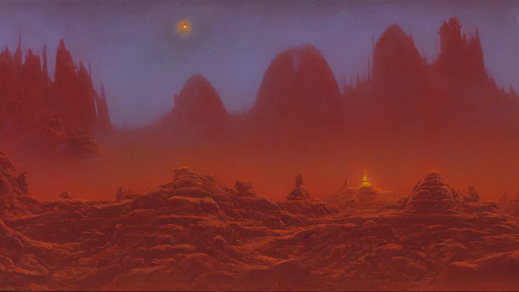 Image similar to mysterious sculpture of an alien civilization by paul lehr and john schoenherr, cinematic matte painting