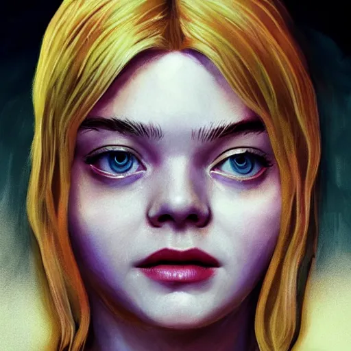 Image similar to Elle Fanning in the painted world of Dark Souls, head and shoulders masterpiece, apocalypse, golden hour, cosmic horror, artstation, in the style of 60s color field painting, extremely detailed