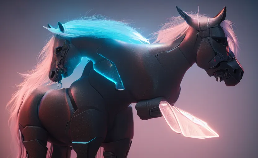 Image similar to incredible, mindblowing beautiful cybernetic pony, matte painting, artstation, cgsociety, dramatic lighting, concept art, octane render, arnold 3 d render