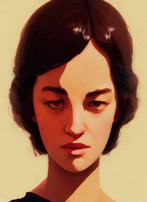 Image similar to a close up portrait film still of a depressed stunning actress from a 1 9 7 0 s italian pulp fiction film looking seriously at the camera lense. by stephen bliss, greg rutkowski, loish, rhads, makoto shinkai and lois van baarle, ilya kuvshinov, rossdraws, global illumination, ultra ornate detail