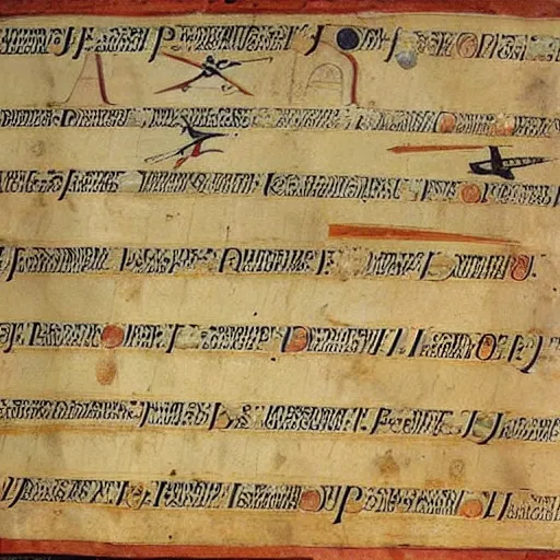 Image similar to ancient greek manuscript with pictures of airplanes