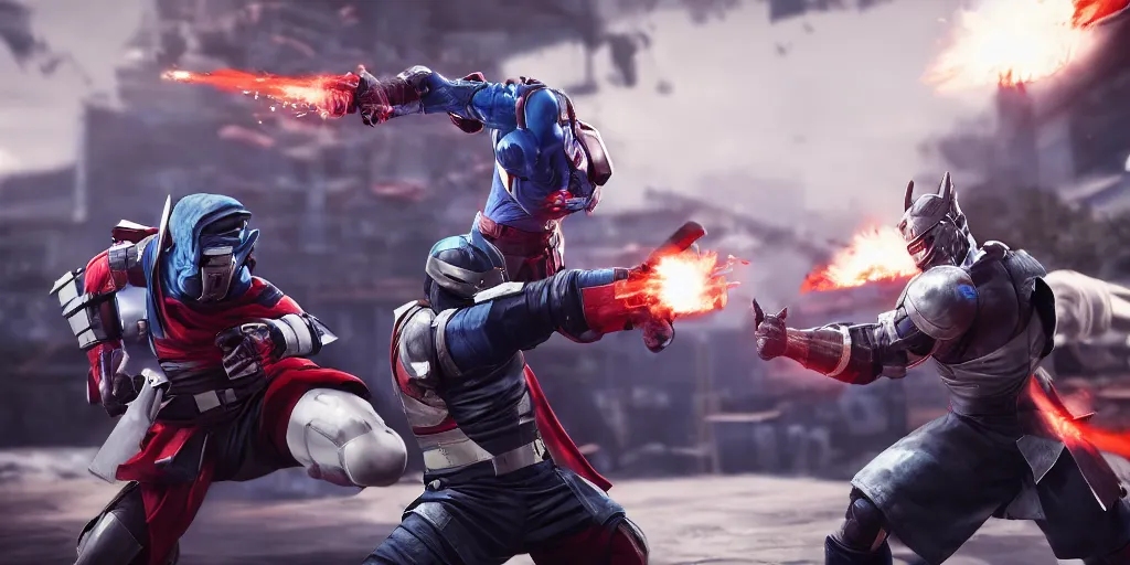 Image similar to kakashi and optimus prime fighting in mortal kombat style, unreal 5, hyperrealistic, realistic, photorealistic, dynamic lighting, highly detailed, cinematic landscape, studio landscape, studio lighting