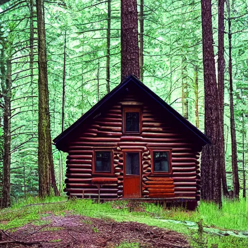 Prompt: cabin in the woods, hyper realistic, photograph, f 8. 0, 3 2 mm, kodak