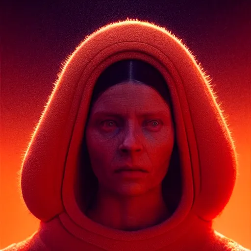 Image similar to colour aesthetic highly detailed photography portrait, characters with hyperrealistic highly detailed faces. from dune ( 2 0 2 1 ) by alejandro hodorovski and denis villeneuve and gregory crewdson style with many details by mike winkelmann and vincent di fate in sci - fi style. volumetric natural light hyperrealism photo on red dsmc 3 system