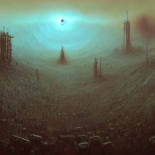 Image similar to apocalyptic painting with beksinski style