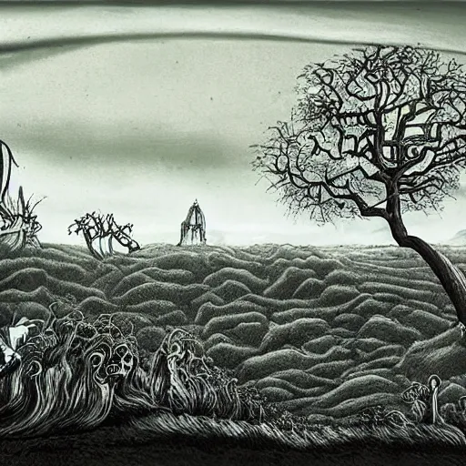 a landscape by tim burton Stable Diffusion