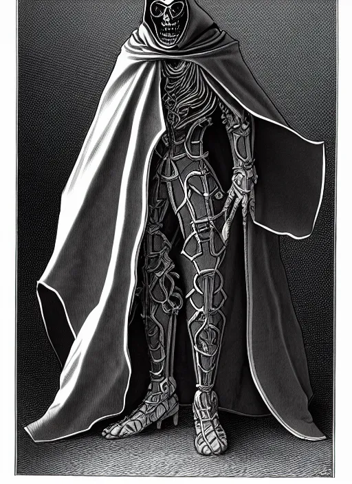 Image similar to fineart illustration of the necromancer wearing a cloak, hyper detailed, crisp