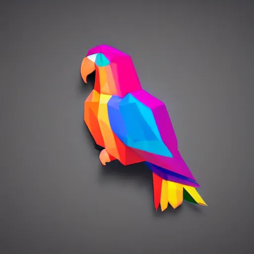 Prompt: isometric vector low poly rainbow parrot icon, blackbackground, cgsociety, 2 dimensional