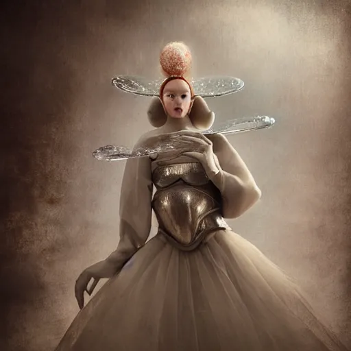 Image similar to medium shot of a woman wearing an armor made of bubbles. soft. fragile. by ray caesar. by louise dahl - wolfe. by anna claren. surreal photography