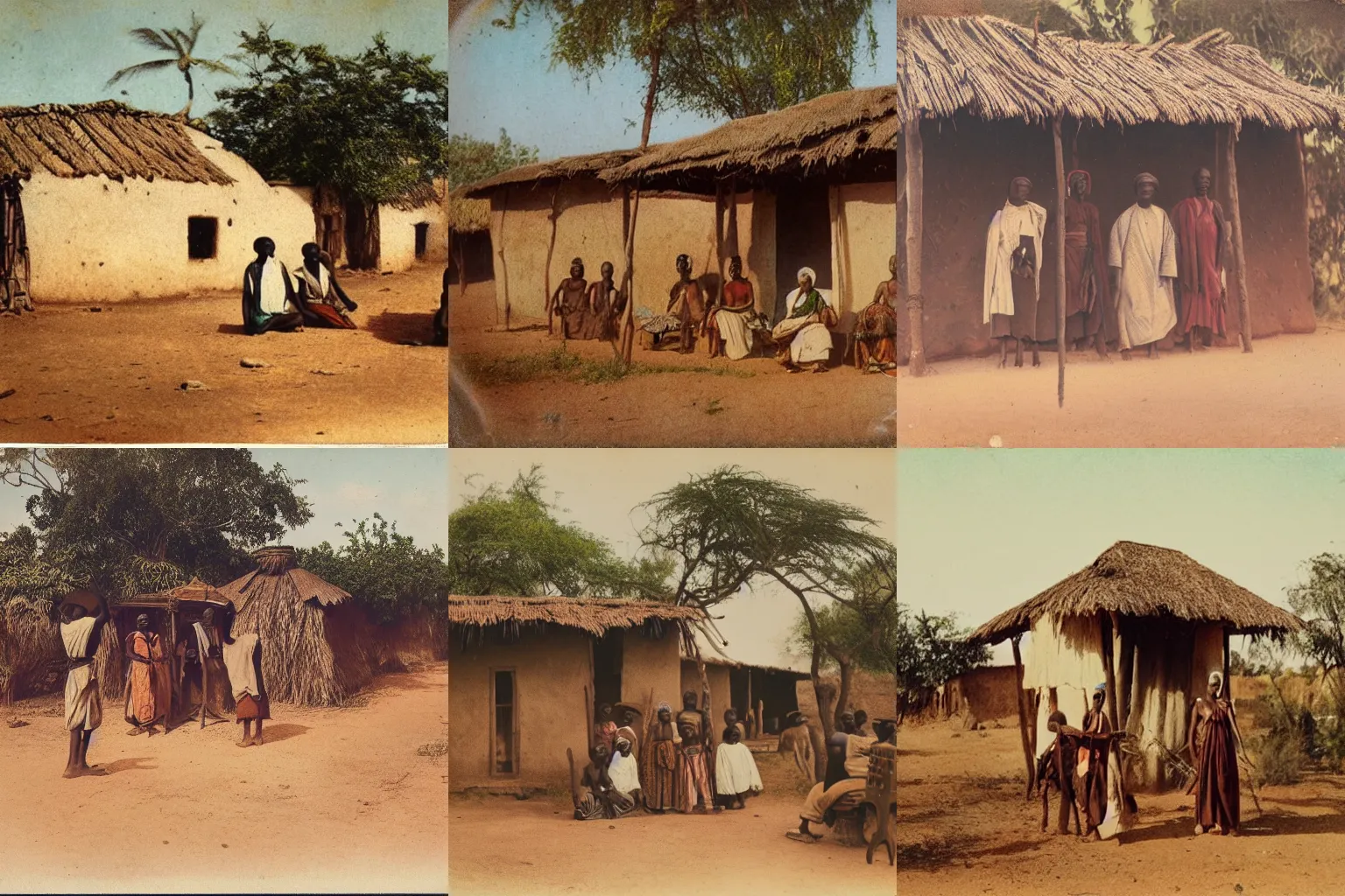 Prompt: high quality photography of an old west african village, photochrom print, postcard, 1 8 9 0.