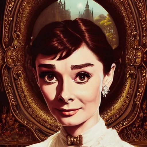 Image similar to audrey hepburn in an epic victorian novel, various backgrounds, intricate, elegant, highly detailed, digital painting, artstation, matte, illustration, art by artgerm, greg rutkowski, loish, rhads, ferdinand knab, makoto shinkai, lois van baarle, ilya kuvshinov, rossdraws, tom bagshaw