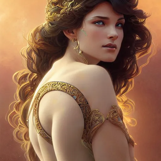 Prompt: goddess, goddess of hope, elpis, light hair, greek, happiness, intricate, elegant, ethereal, highly detailed, digital painting, artstation, concept art, smooth, sharp focus, illustration, art by artgerm and greg rutkowski and alphonse mucha