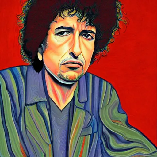 Prompt: bob dylan by alex gray