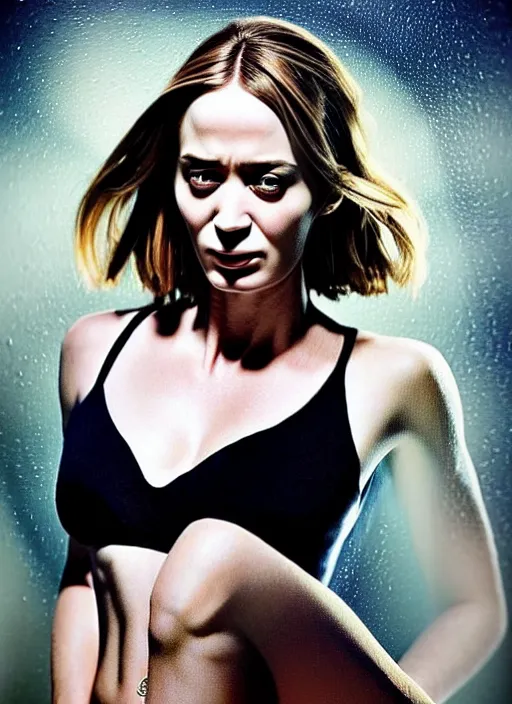 Image similar to youthful Emily Blunt staring seductively at you. ultra detailed painting at 16K resolution and amazingly epic visuals. epically beautiful image. amazing effect, image looks gorgeously crisp as far as it's visual fidelity goes, absolutely outstanding. vivid clarity. ultra. iridescent. mind-breaking. mega-beautiful pencil shadowing. beautiful face. Ultra High Definition. godly shading. amazingly crisp sharpness. photorealistic film cel processed twice..