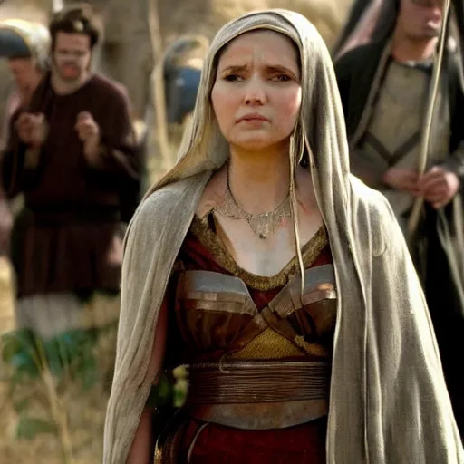 Prompt: scene from a 2 0 1 0 film set in the 1 0 th century showing a woman