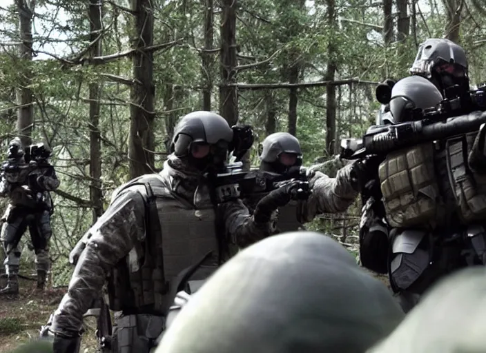Image similar to the special forces in tactical gear shooting at a furry convention, epic movie shot, cinematic, volumetric lighting