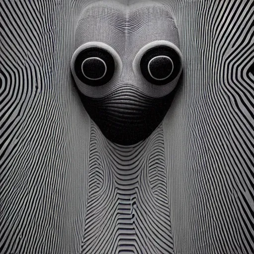 Prompt: portrait photo of a wool sock with giant eyes, face made from thick cyberpunk wires, extremely high details, realistic, by MC Escher and Rene Margitte and victor enrich