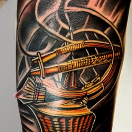 Prompt: tattoo of voyager's golden recorder