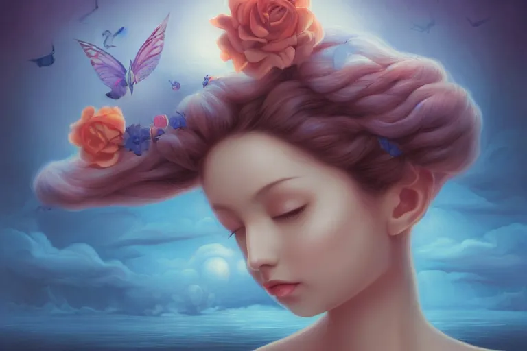 Image similar to lullaby by ross tran, detailed painting, pop surrealism, a vivid landscape, a simple vector based illustration, minimalist, an ultrafine detailed painting by rafal olbinski, airbrush art, artgerm, very detailed, skeuomorphic, behance contest winner