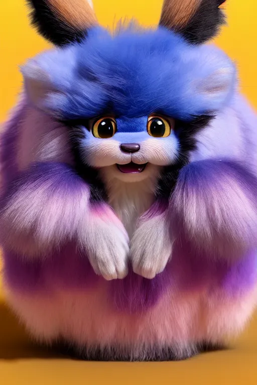 Image similar to high quality 3 d render hyperrealist very cute multicolor stripped fluffy! tarantula cat hybrid highly detailed, vray smooth, in the style of detective pikachu, hannah yata charlie immer, dramatic blue light, low angle, uhd 8 k, sharp focus