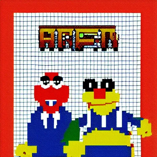 Prompt: muppets 8 - bit pixel art, atari game