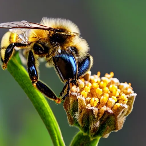 Image similar to bee covered in pollen, macro photography