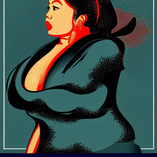 Prompt: a very beautiful filipino woman breathing out incredible thick smoke and posing, vector, gta art