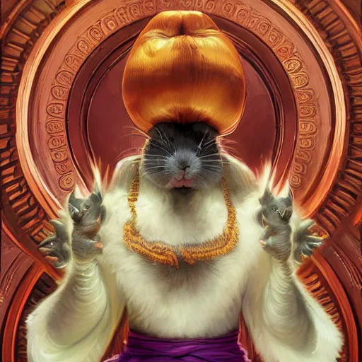 Image similar to a chinchilla as dhalsim from street fighter, 4 k, ultra realistic, detailed focused art by artgerm and greg rutkowski and alphonse mucha