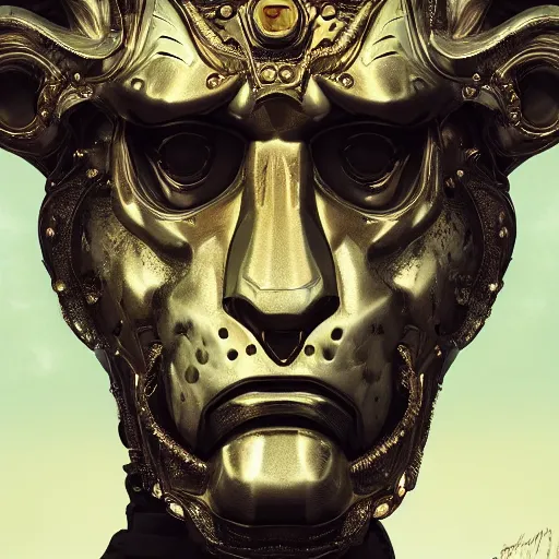 Prompt: Very very very very highly detailed epic zoom out photo of full face with lion rockstar venetian mask, intricate, dystopian, sci-fi, extremely detailed, digital painting, artstation, concept art, smooth, sharp focus, illustration, intimidating lighting, incredible art by Artgerm and Vincent di Fate