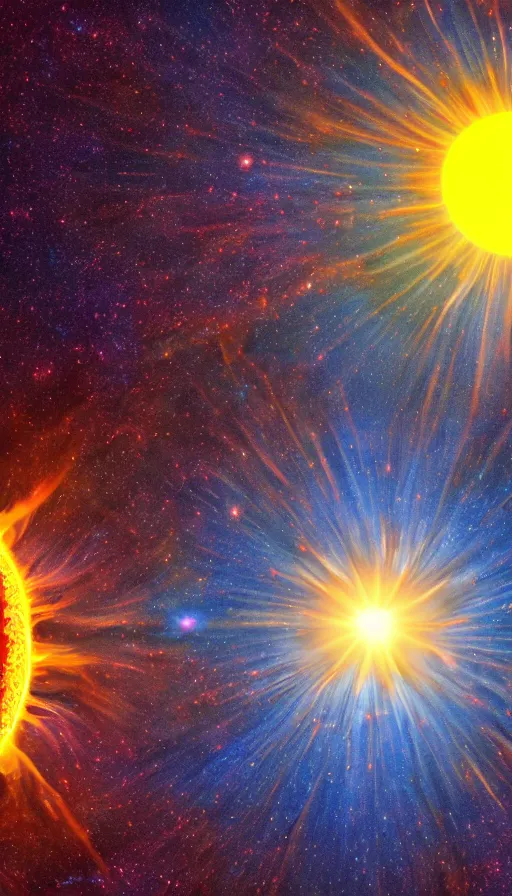 Image similar to photograph of a sun going super nova, 8k, incredible detail, psychedelic,