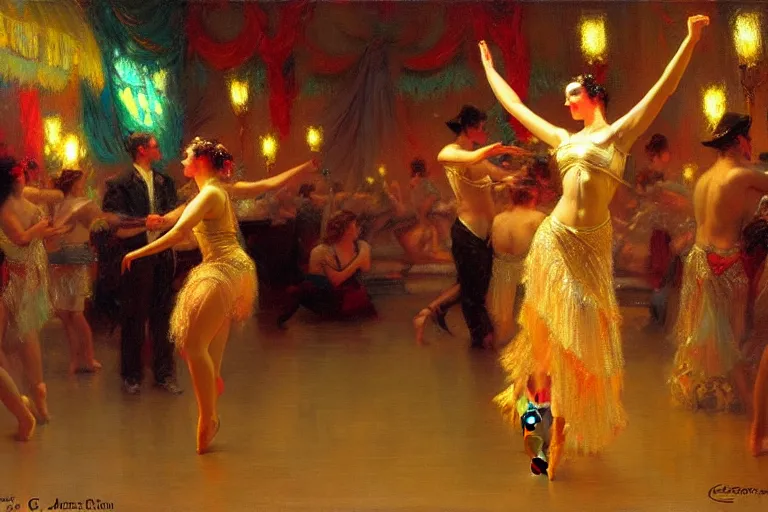 Image similar to dance festival, summer, neon light, painting by gaston bussiere, craig mullins, j. c. leyendecker