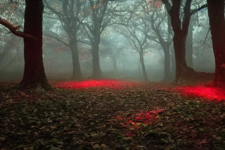 Prompt: glade of luminescent mushrooms in silent hill, hyper detailed, cinematic, shot on 70mm