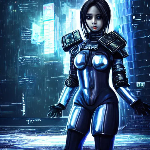 Prompt: An epic fantastic ultrarealism comic book style portrait painting of a female cyberpunk armor ninja, no face mask, tzuyu from twice, ultradetailed face by WLOP, blue and ice silver color armor, cyberpunk feel raining at tokyo rooftop, Concept world Art, unreal 5, DAZ, 8k, hyperrealistic, octane render, cosplay, RPG portrait, final fantasy artwork concept, dramatic lighting, rim lights