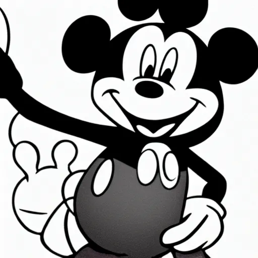 Image similar to found footage of mickey mouse, black and white, grain