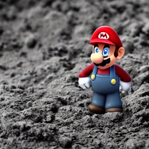 Image similar to super mario in vietnam war trenches, dirty, muddy, violent, sharp focus, hyper realistic, sony 5 0 mm lens