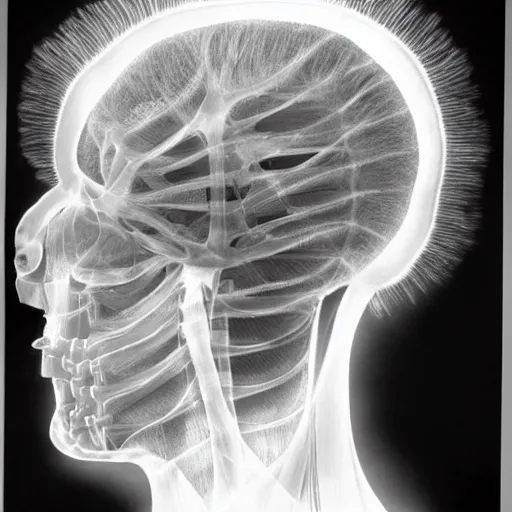 Prompt: x-ray picture of donald trump's head