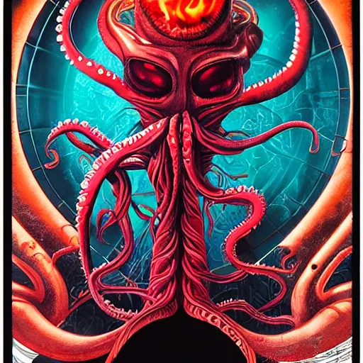 Image similar to scorn giger venom alien doom zdislaw bekinski horror hell alien tentacles satan fire flame octopus, beautiful underwater redhead ballerina portrait as a belly dancer, pixar style, by tristan eaton stanley artgerm and tom bagshaw.