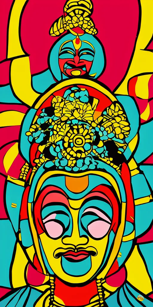 Image similar to kathakali illustration style pop art