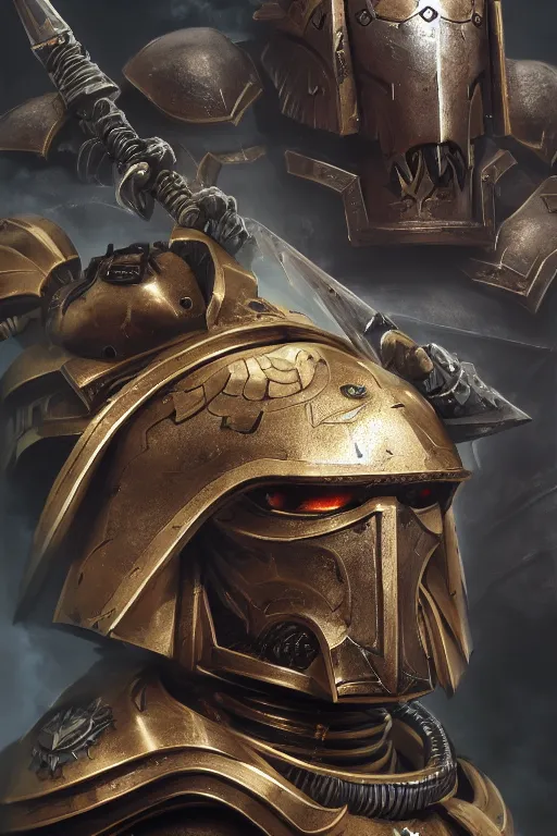 Image similar to armor portrait heros warhammer 4 0 k horus heresy fanart - the primarchs emperor by johannes helgeson animated with vfx concept artist & illustrator global illumination ray tracing hdr fanart arstation zbrush central hardmesh 8 k octane renderer comics stylized