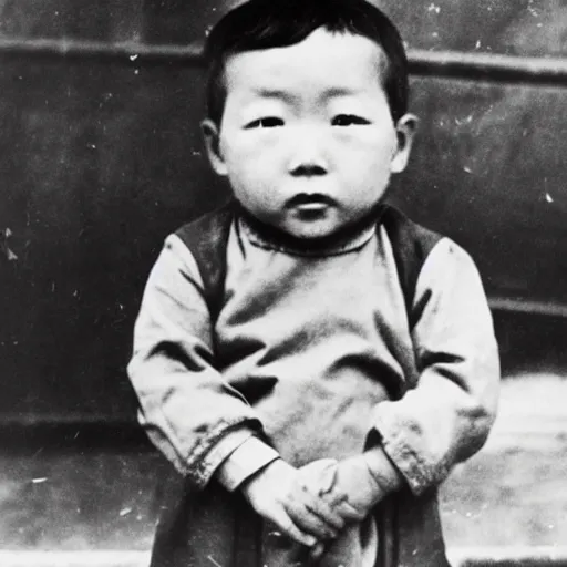 Image similar to a 2 - year old boy as the king of tibet in 1 9 3 6