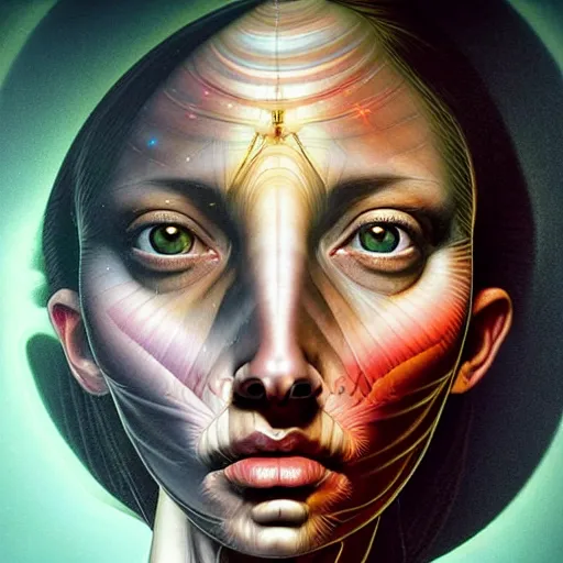 Image similar to Colour Caravaggio style Photography of Beautiful woman with highly detailed 1000 years old face wearing higly detailed sci-fi halo above head and Woman wearing hyperrealistic sci-fi dress ,designed by Josan Gonzalez. Many details . In style of Josan Gonzalez and Mike Winkelmann andgreg rutkowski and alphonse muchaand and Caspar David Friedrich and Stephen Hickman and James Gurney and Hiromasa Ogura. volumetric natural light