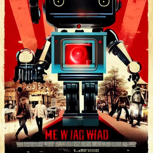 Image similar to the man with robot head, movie by edgar wright