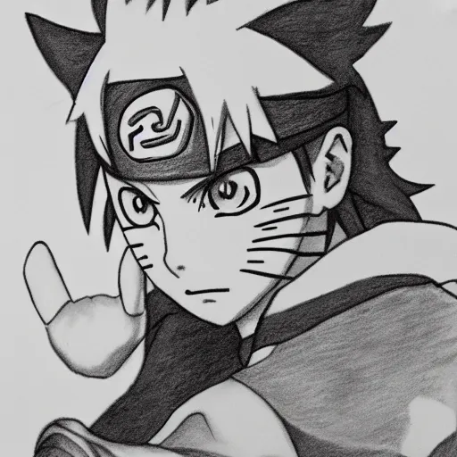 pencil drawing of naruto, Stable Diffusion