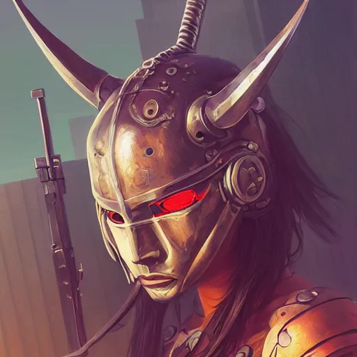 Image similar to cyberpunk viking helmet mask warrior goddess robot ninja fantasy, art gta 5 cover, official fanart behance hd artstation by jesper ejsing, by rhads, makoto shinkai and lois van baarle, ilya kuvshinov, ossdraws